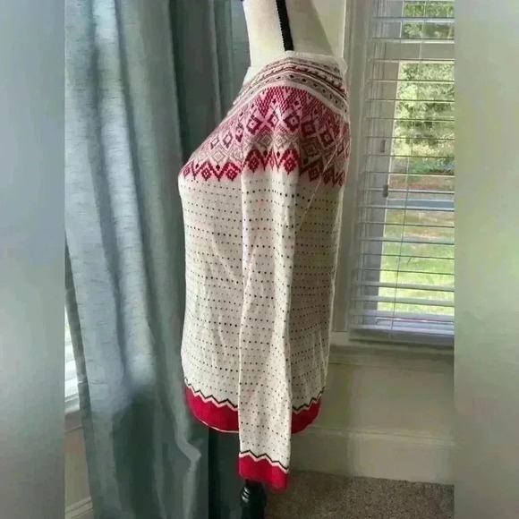 Talbots XS Women’s Sweater Fair Isle Red White - Picture 4 of 7